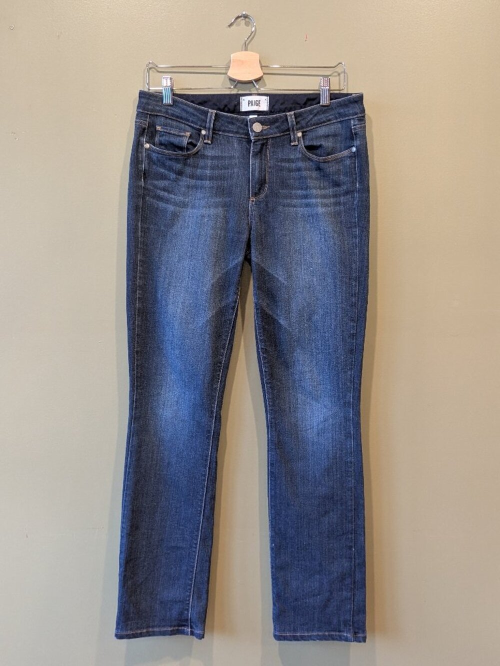 Paige Womens Size 30 Skyline Straight Leg Jeans Dark Wash Indigo Stretch Denim